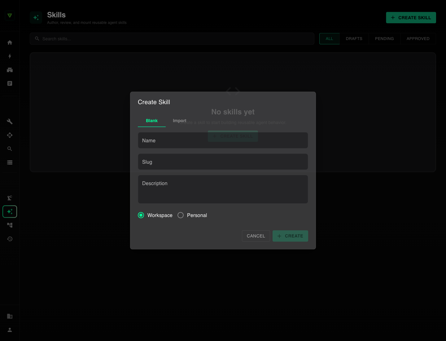 Create Agent Skill dialog